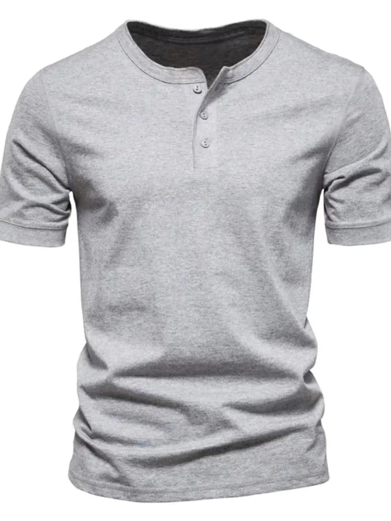 Men's Full Size Henley Style T-Shirt with Button Detail Plus Size