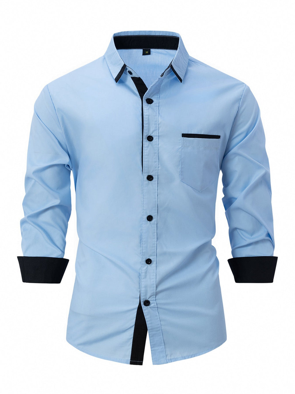 Men's Cotton Color-Matching Business Shirt Slim & Casual