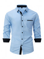 Men's Cotton Color-Matching Business Shirt Slim & Casual