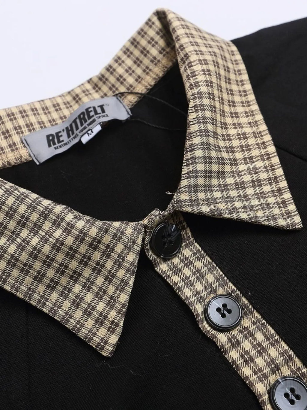 Men's Checkered Collar Accent Short Sleeve Polo