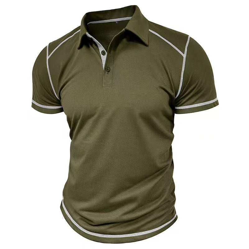 Men's Lapel Contrast Color Short Sleeve Polo Shirt