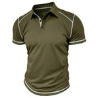 Men's Lapel Contrast Color Short Sleeve Polo Shirt