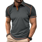 Men's Lapel Contrast Color Short Sleeve Polo Shirt