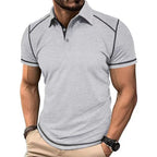 Men's Lapel Contrast Color Short Sleeve Polo Shirt
