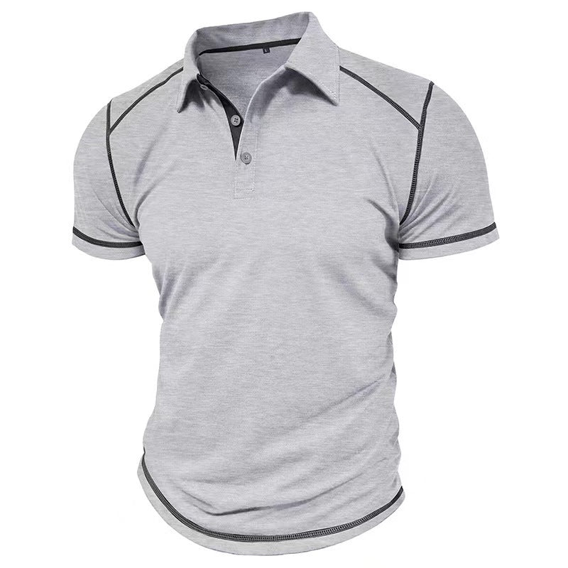 Men's Lapel Contrast Color Short Sleeve Polo Shirt