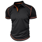 Men's Lapel Contrast Color Short Sleeve Polo Shirt