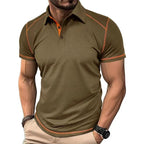 Men's Lapel Contrast Color Short Sleeve Polo Shirt