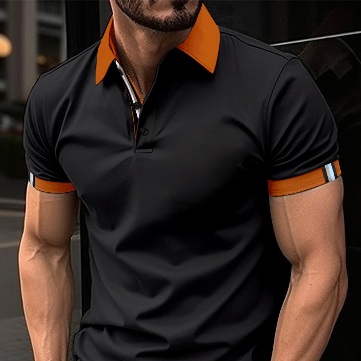 Men's Casual Button-Up Solid Color Short Sleeve Shirt