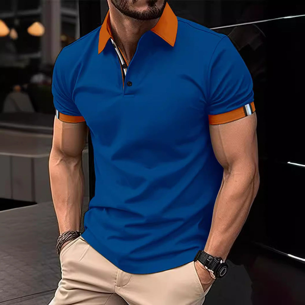 Men's Casual Button-Up Solid Color Short Sleeve Shirt