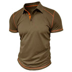 Men's Lapel Contrast Color Short Sleeve Polo Shirt