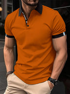 Men's Casual Button-Up Solid Color Short Sleeve Shirt