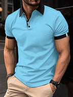Men's Casual Button-Up Solid Color Short Sleeve Shirt