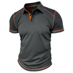 Men's Lapel Contrast Color Short Sleeve Polo Shirt