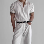 Vertical Stripes Slim Fit Business Ice Silk T-shirt