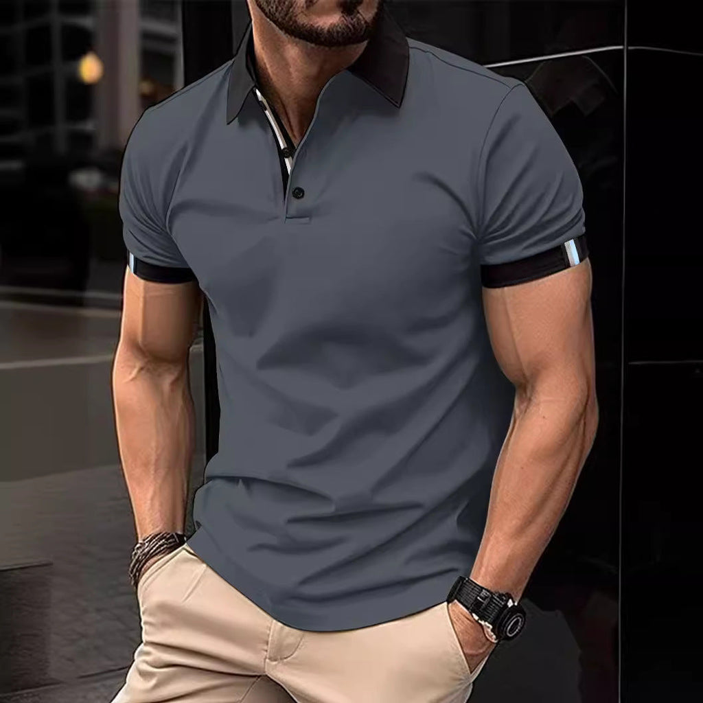 Men's Casual Button-Up Solid Color Short Sleeve Shirt