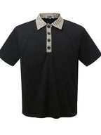 Men's Checkered Collar Accent Short Sleeve Polo