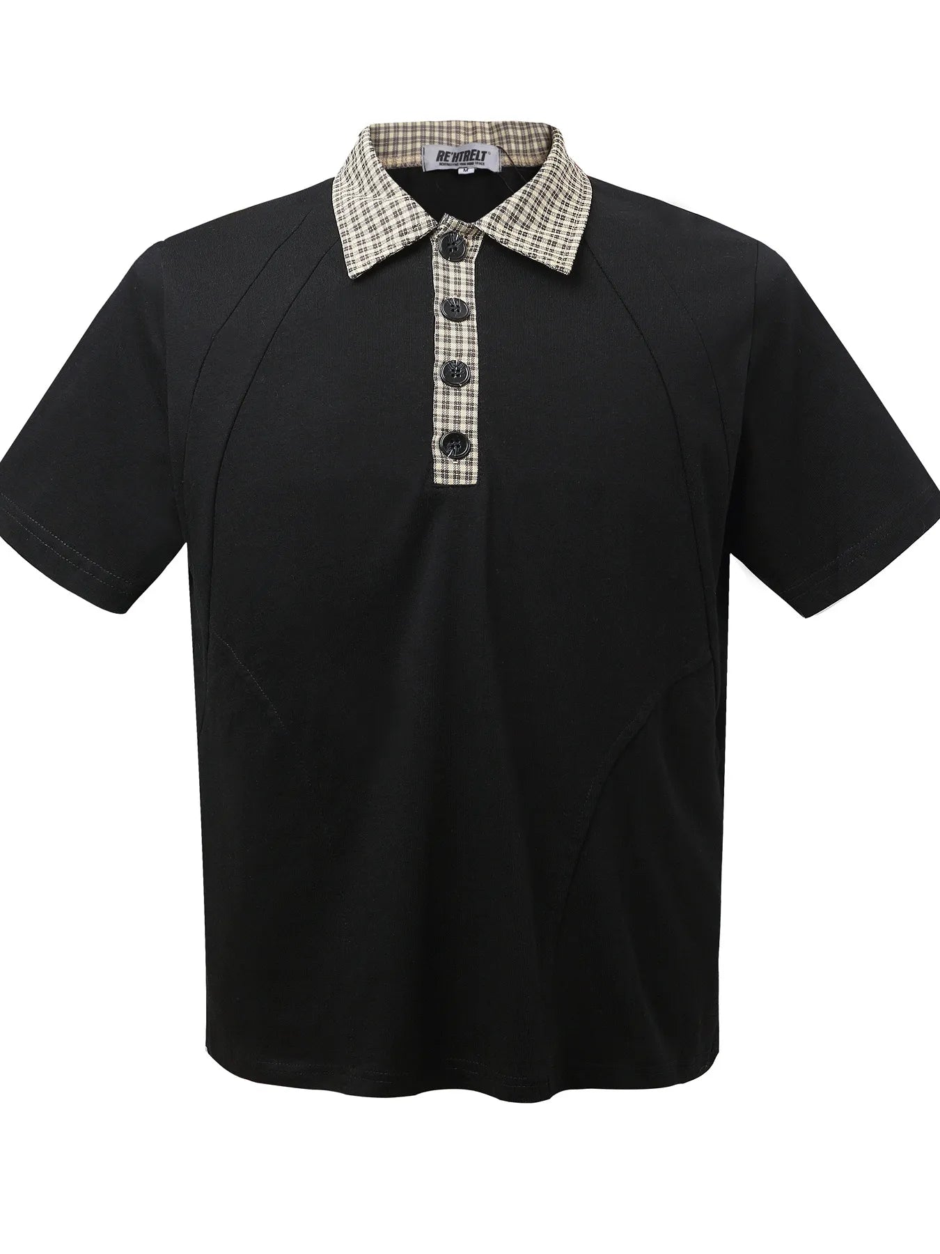 Men's Checkered Collar Accent Short Sleeve Polo