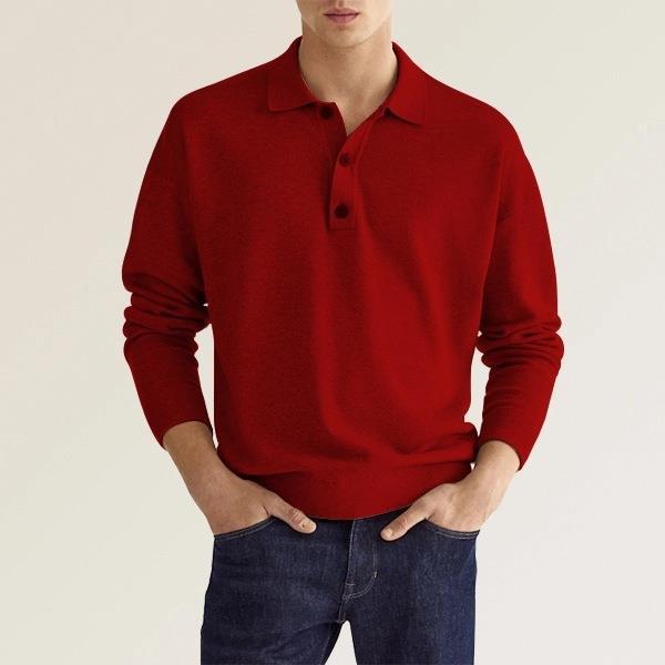 Men's Autumn Long Sleeve V-Neck Polo Shirt – Casual & Stylish
