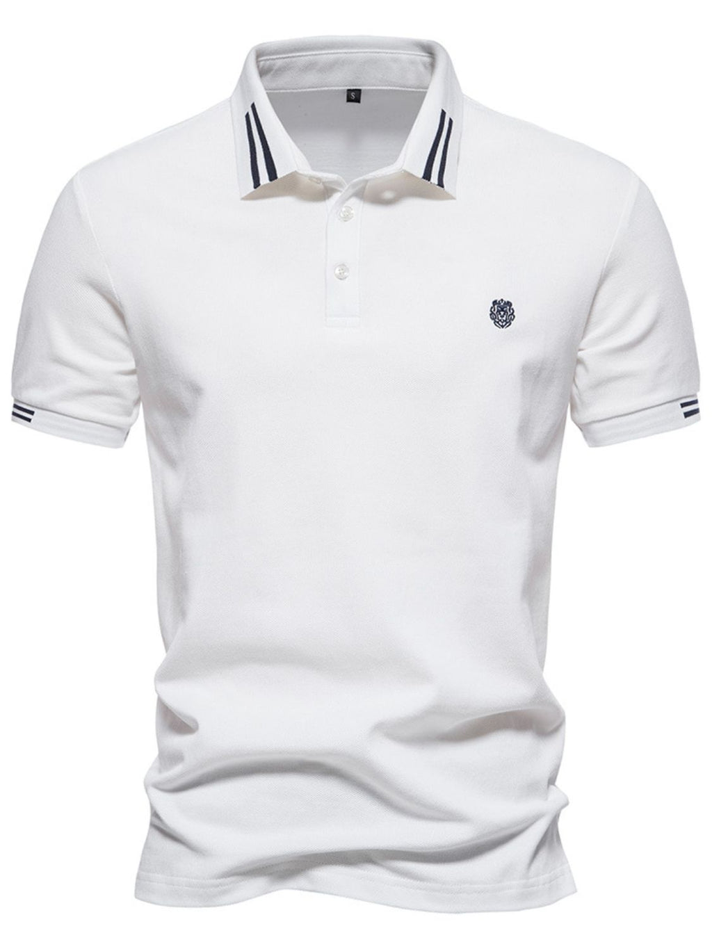 Men's Embroidered Striped Short Sleeve Polo