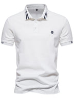 Men's Embroidered Striped Short Sleeve Polo