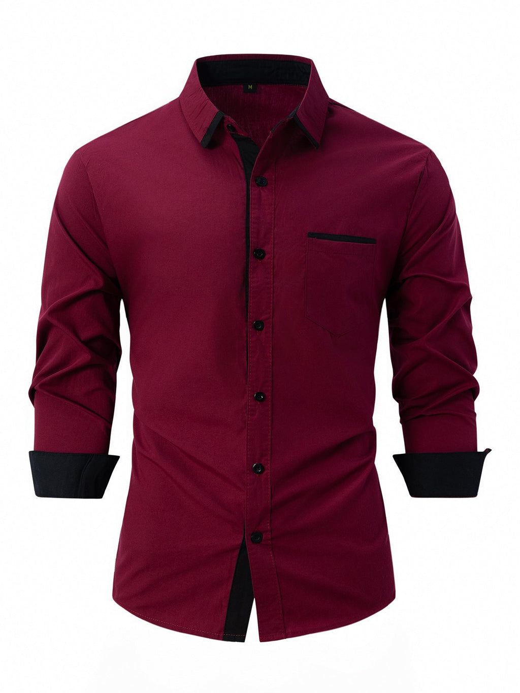 Men's Cotton Color-Matching Business Shirt Slim & Casual