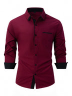 Men's Cotton Color-Matching Business Shirt Slim & Casual