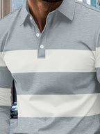 Men's Full Size Collared Contrast Striped Polo Plus Size