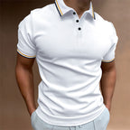 Men's Slim-Fit Polo Shirt Rib Striped T-Shirt Top