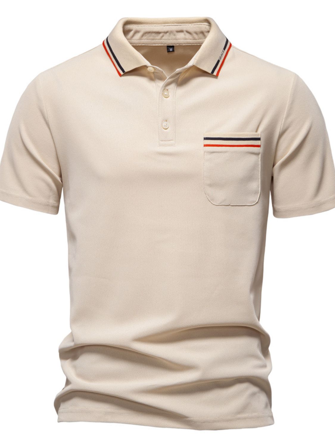 Men's Short Sleeve Collared Neck Striped Polo
