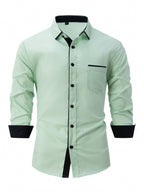 Men's Cotton Color-Matching Business Shirt Slim & Casual
