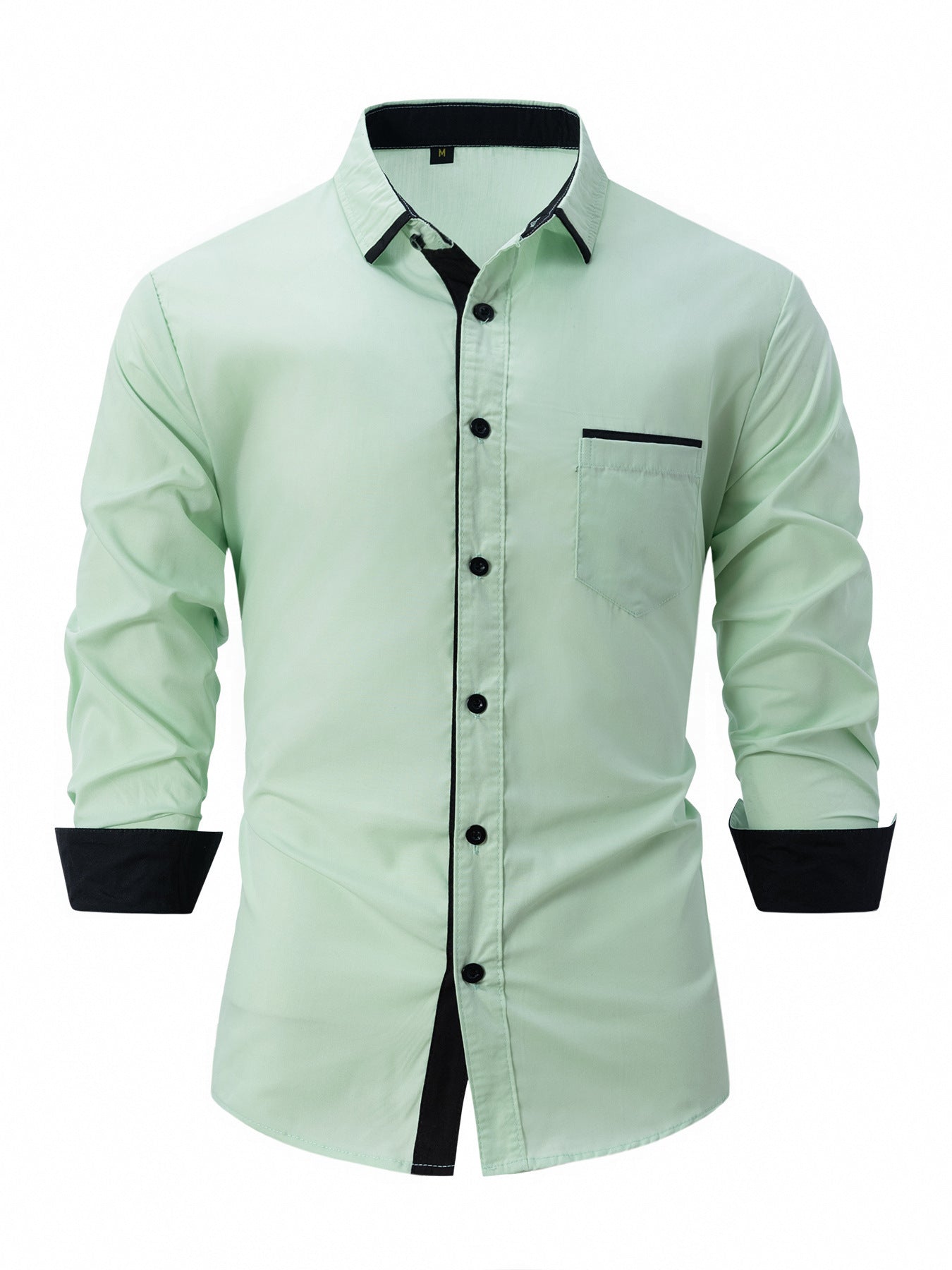Men's Cotton Color-Matching Business Shirt Slim & Casual