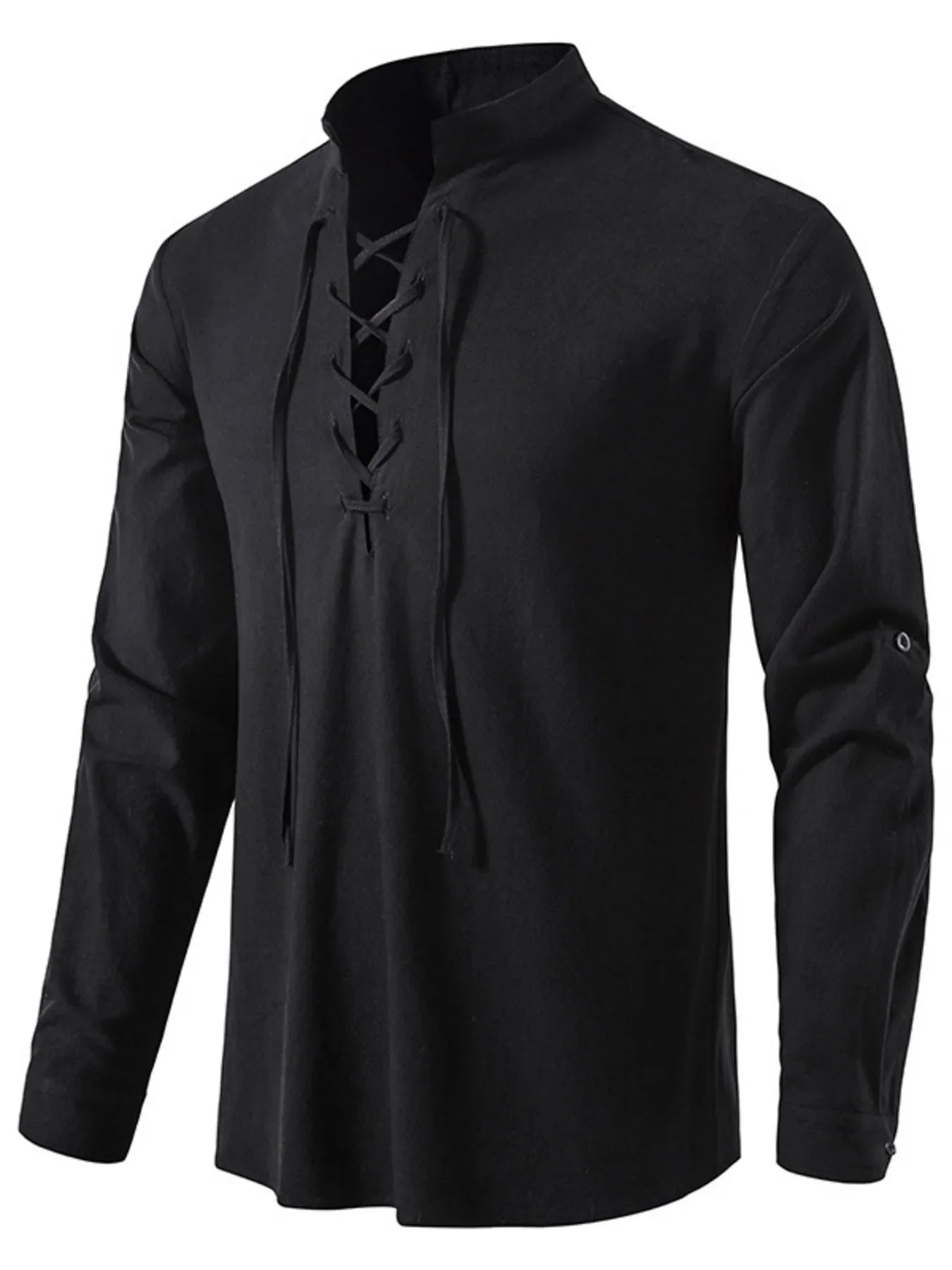 Men's Lace Up Long Sleeve Blouse