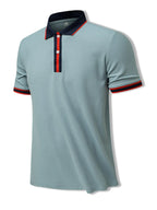 Men's Plus Size Contrast Trim Short Sleeve Polo Shirt