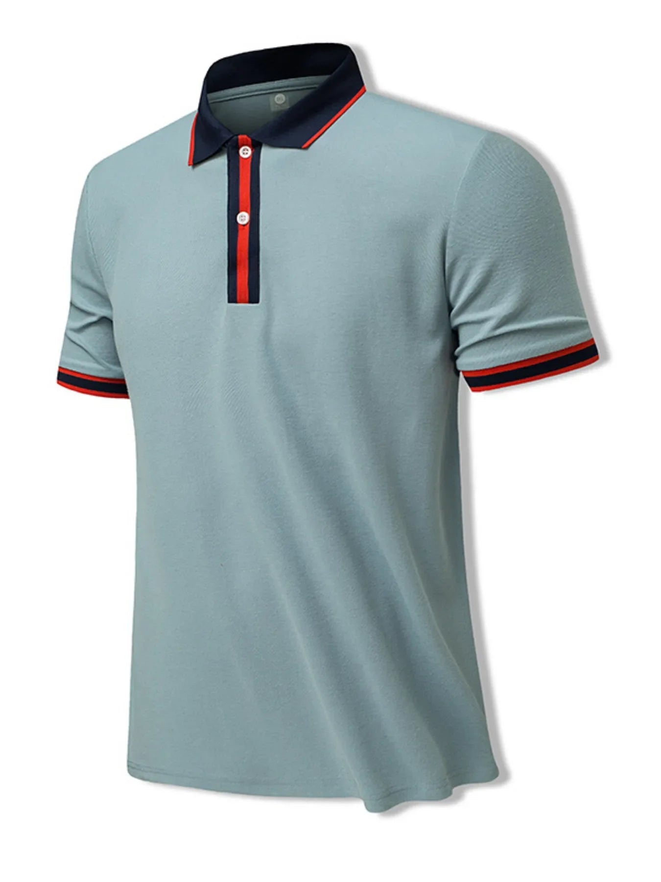 Men's Plus Size Contrast Trim Short Sleeve Polo Shirt