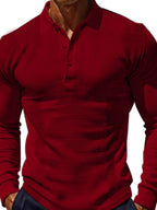 Men's Full Size Waffle-Knit Quarter Button Polo Plus Size
