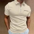 Men's Solid Color Lapel T-Shirt Short Sleeve with Pocket