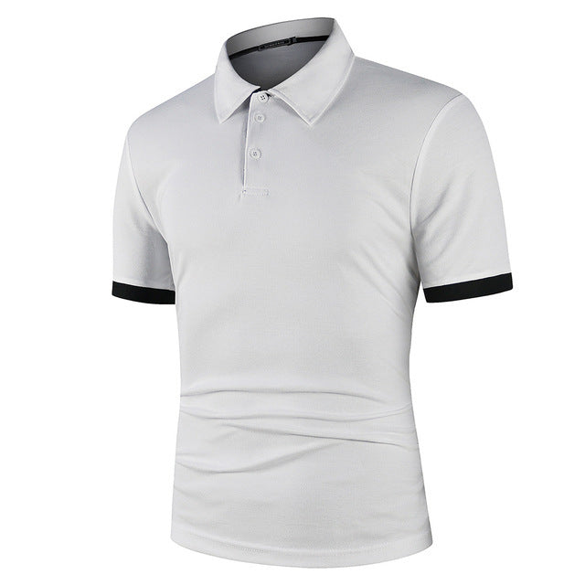 Men's Color Matching Polo Shirt Short-Sleeve Casual T-Shirt