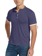 Men's Classic Contrast Trim Henley Top