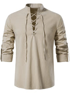 Men's Lace Up Long Sleeve Blouse
