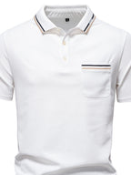 Men's Short Sleeve Collared Neck Striped Polo