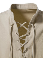 Men's Lace Up Long Sleeve Blouse