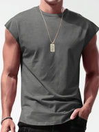 Men's Full Size Round Neck Cap Sleeve Tank Plus Size