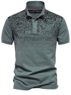Men's Printed Collared Neck Short Sleeve Polo
