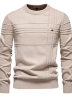 Men's Round Neck Striped Sweater