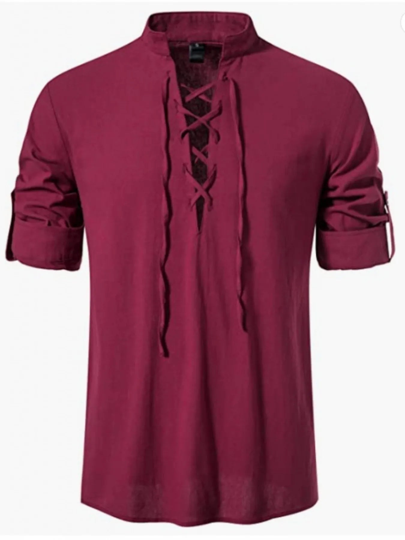 Men's Lace Up Long Sleeve Blouse