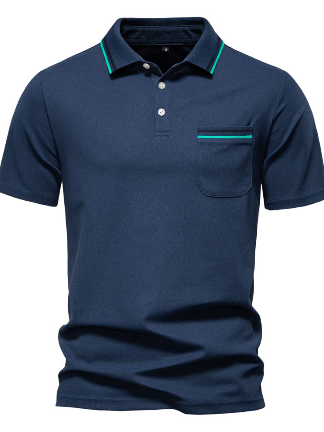 Men's Short Sleeve Collared Neck Striped Polo